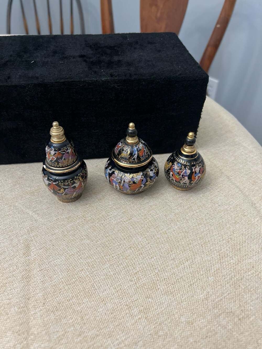 Venus Hand Made Greece Ceramic Perfume Bottle Set of 3 with Box - Greek Mytholog